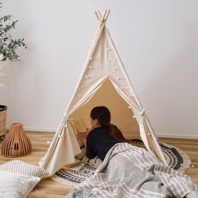 ティピー テント 専用バッグ 付き 子供 キッズ 幅120cm 高さ150cm 室内用 簡単 かわいい シンプル おしゃれ インテリア コンパクト 収納 西海岸 91545 | ブランド登録なし | 08