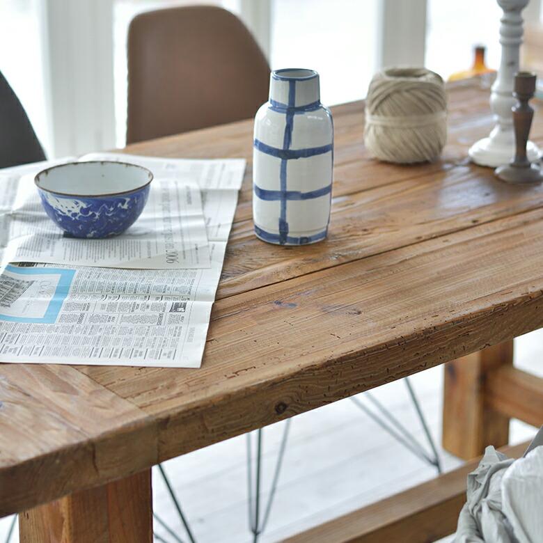 ダイニング テーブル リビング 木製 長方形 食卓 古材 天然木 4人 大きめ おしゃれ シンプル ナチュラル 作業台 家具 インテリア ヴィンテージ 西海岸 91551 | 東谷 | 09