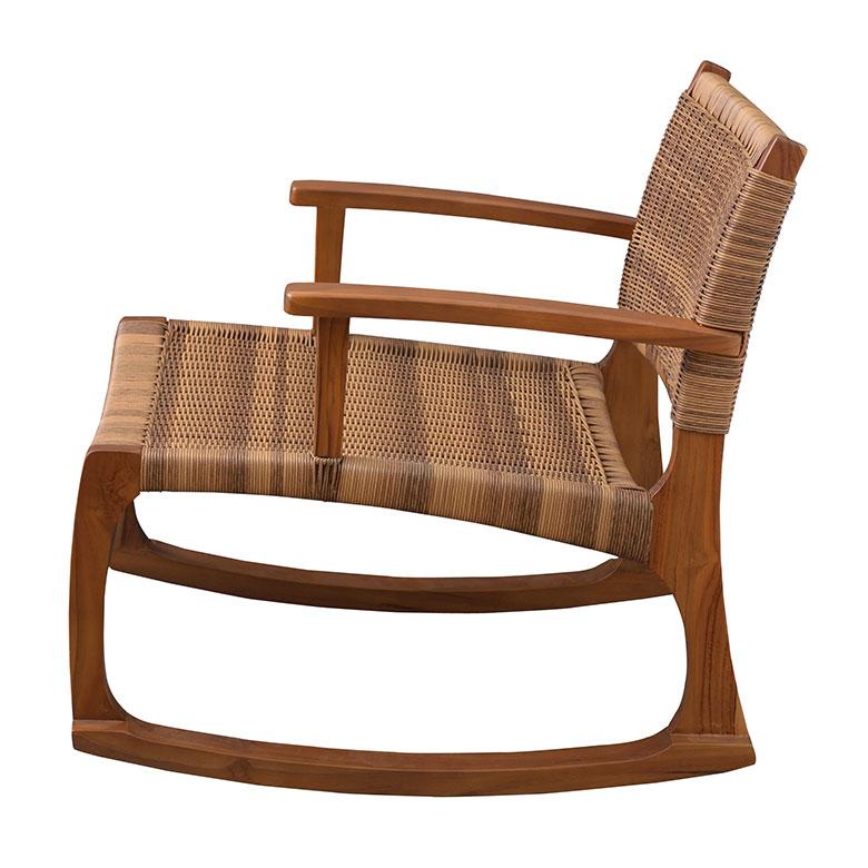 ロッキング チェア 椅子 ラタン調 チーク 材 屋内 室内 イス chair 家具 リビング インテリア 天然木 ロー 北欧 カントリー おしゃれ リラックス 西海岸 91552 | 東谷 | 10