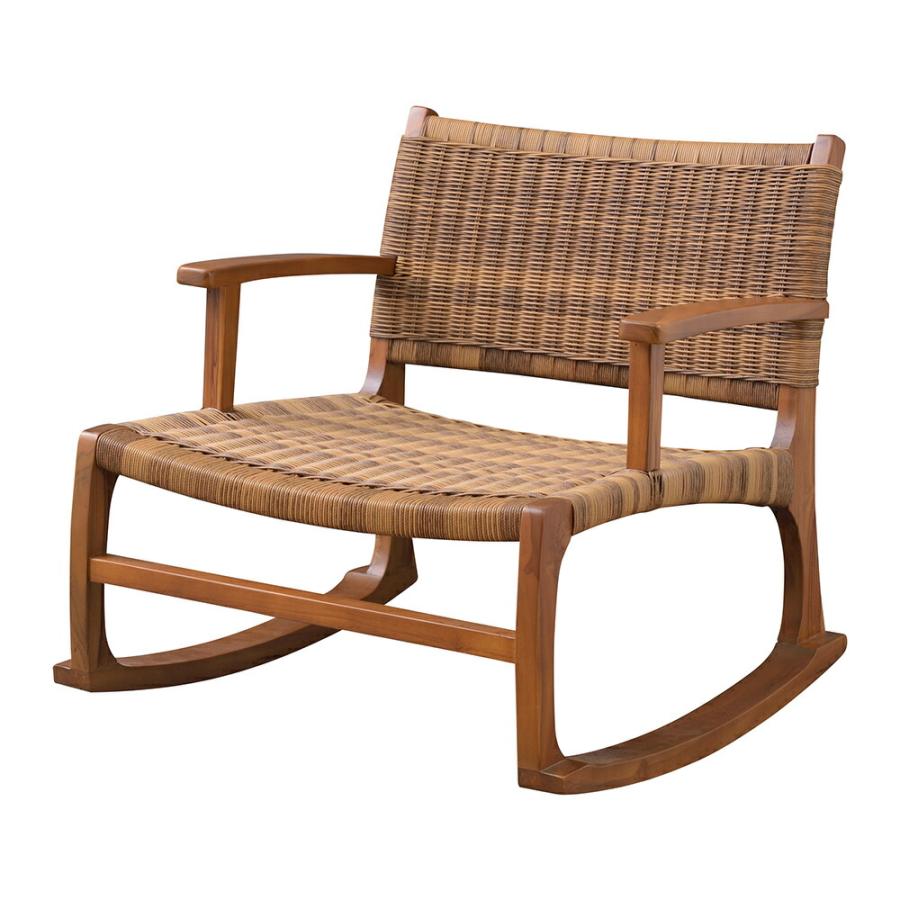 ロッキング チェア 椅子 ラタン調 チーク 材 屋内 室内 イス chair 家具 リビング インテリア 天然木 ロー 北欧 カントリー おしゃれ リラックス 西海岸 91552 | 東谷 | 20