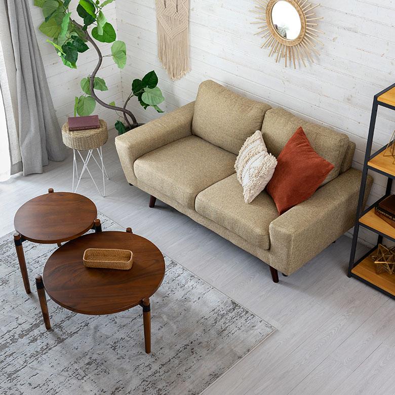 ソファ 2人 掛け 脚付き クッション付き 木フレーム ロー タイプ ゆったり ファブリック 布 家具 ルシア 北欧  おしゃれ リゾート おうち時間 西海岸 91554 | 東谷 | 10