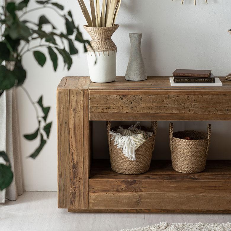 コンソール テレビ 台 TV 衣類 収納 引き出し付き オーディオ 本棚 家具 インテリア リビング アンティーク ビンテージ ヴィンテージ 天然木 古材 西海岸 91556 | 東谷 | 04