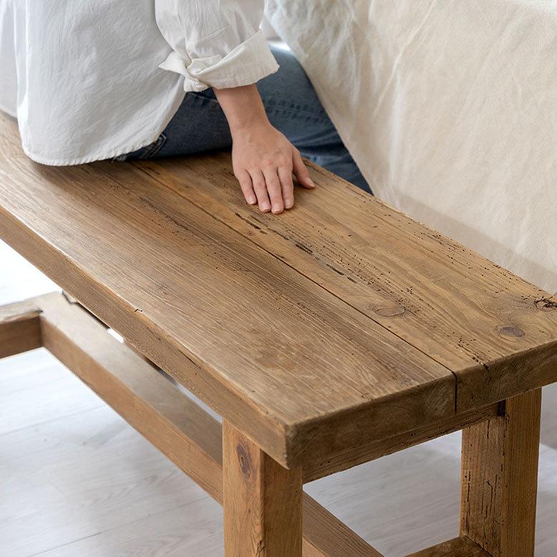ダイニング ベンチ ウッド 古材 長 椅子 チェア いす イス 玄関 スツール 2人 掛け 二人 おしゃれ ナチュラル シンプル 北欧 家具 西海岸 ヴィンテージ風 91558 | 東谷 | 05
