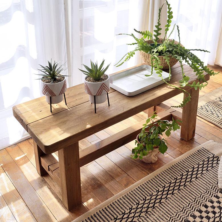 ダイニング ベンチ ウッド 古材 長 椅子 チェア いす イス 玄関 スツール 2人 掛け 二人 おしゃれ ナチュラル シンプル 北欧 家具 西海岸 ヴィンテージ風 91558 | 東谷 | 08