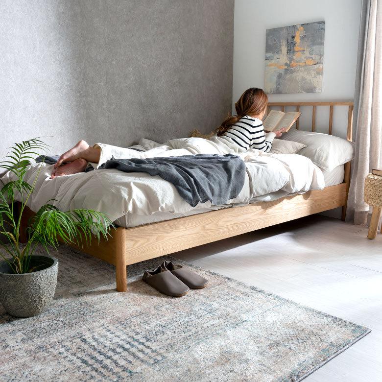 ベッド シングル 寝具 ヘッドボード付き フレーム  ウッド スポーク 縦格子 すのこ シンプル おしゃれ 北欧 家具 通気性 寝室 西海岸 91560 | 東谷 | 01