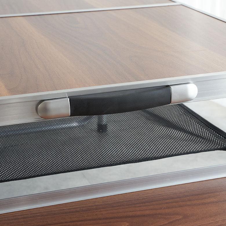 折りたたみ テーブル アウトドア フォールディング 木目 幅129cm 補助 ネット付 ポータブル 持ち運び 簡易 携帯 キャンプ バーベキュー レジャー おしゃれ 91563 | 東谷 | 14