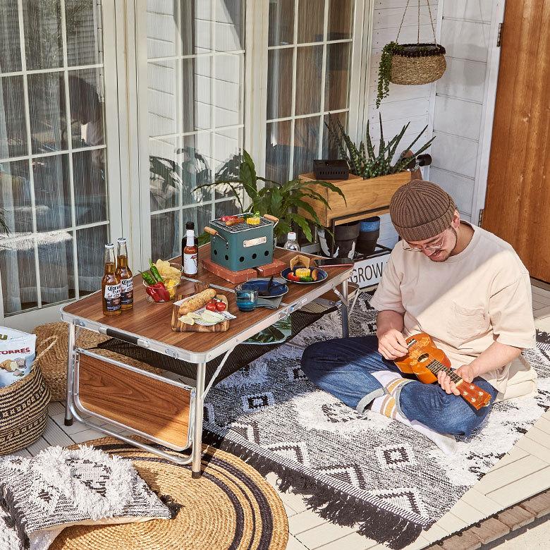 東谷 折りたたみ テーブル アウトドア フォールディング 木目 幅129cm