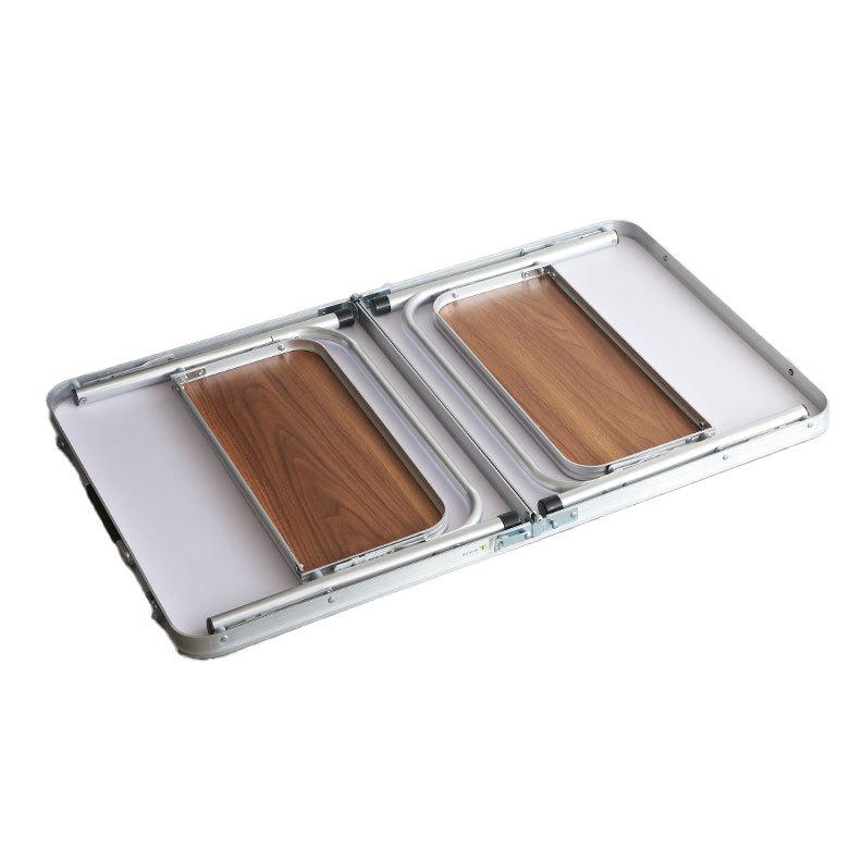 折りたたみ テーブル アウトドア フォールディング 木目 幅129cm 補助 ネット付 ポータブル 持ち運び 簡易 携帯 キャンプ バーベキュー レジャー おしゃれ 91563 | 東谷 | 09