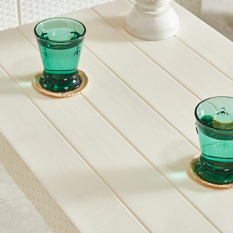 ガーデン リビング 4点セット テーブル ソファ ラタン調 ひじ掛け リゾート感 ベランダ テラス 庭 屋外 バルコニー アウトドア 家具 西海岸 91565 | ブランド登録なし | 05