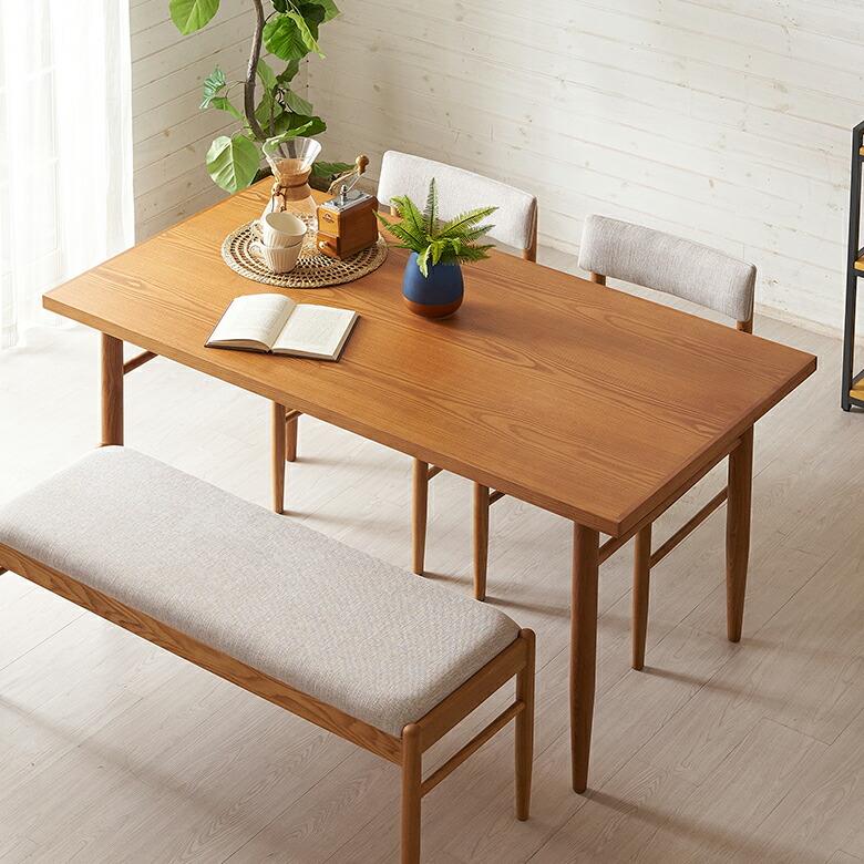 テーブル ダイニング リビング 天然木 アッシュ材 幅 150cm シンプル ナチュラル 家具 インテリア 机 4人掛け リゾート おしゃれ 北欧 モダン 西海岸風 91568 | 東谷