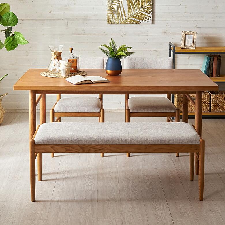 テーブル ダイニング リビング 天然木 アッシュ材 幅 150cm シンプル ナチュラル 家具 インテリア 机 4人掛け リゾート おしゃれ 北欧 モダン 西海岸風 91568 | 東谷 | 02