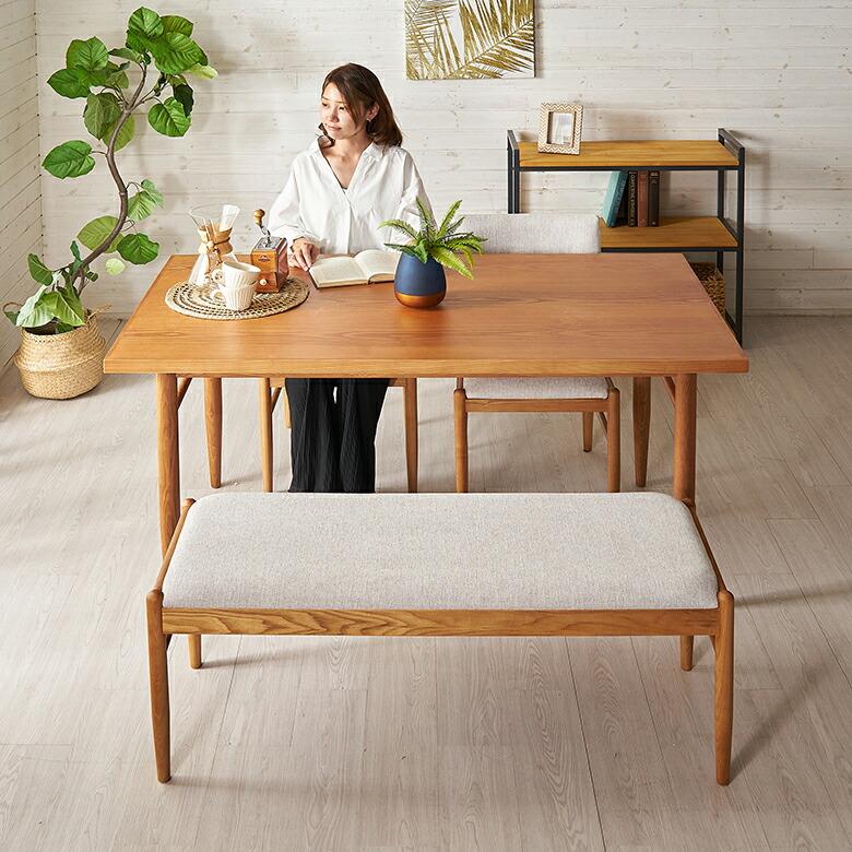 テーブル ダイニング リビング 天然木 アッシュ材 幅 150cm シンプル ナチュラル 家具 インテリア 机 4人掛け リゾート おしゃれ 北欧 モダン 西海岸風 91568 | 東谷 | 08