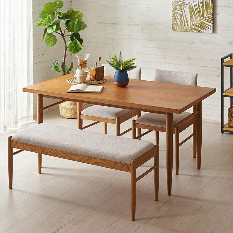 テーブル ダイニング リビング 天然木 アッシュ材 幅 150cm シンプル ナチュラル 家具 インテリア 机 4人掛け リゾート おしゃれ 北欧 モダン 西海岸風 91568 | 東谷 | 10