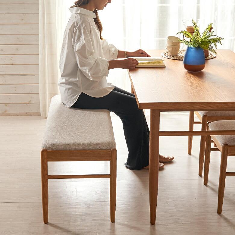 ベンチ チェア ダイニング リビング 天然木 アッシュ材 座面高 45cm シンプル 家具 インテリア 食卓 椅子 2人 掛け 2P リゾート おしゃれ 北欧 西海岸風 91570 | 東谷 | 05