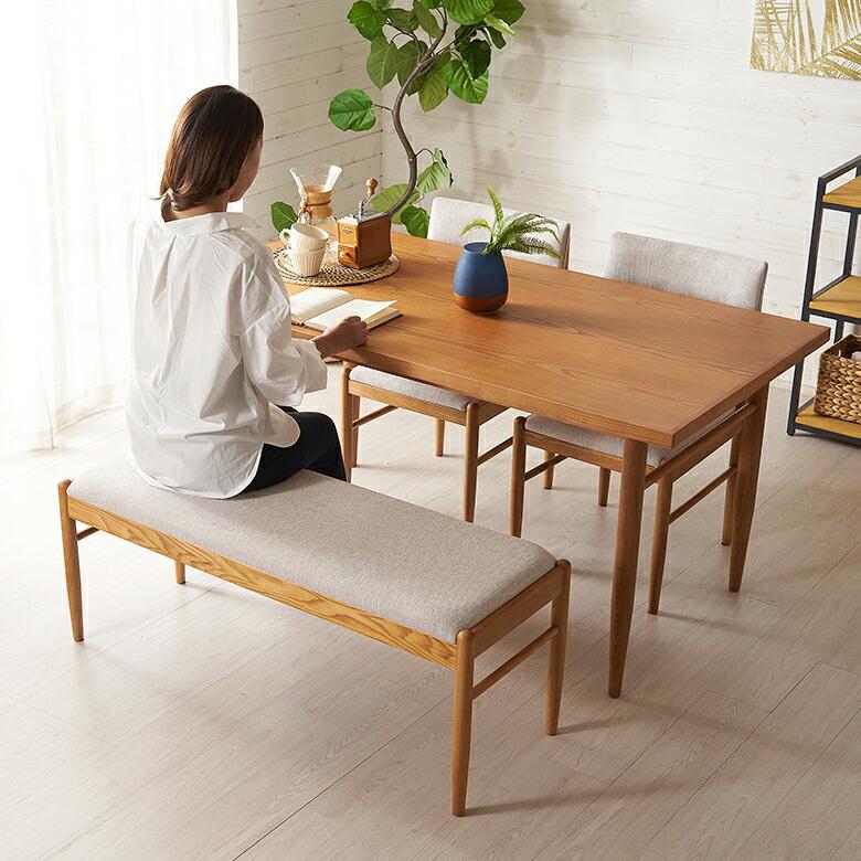 ベンチ チェア ダイニング リビング 天然木 アッシュ材 座面高 45cm シンプル 家具 インテリア 食卓 椅子 2人 掛け 2P リゾート おしゃれ 北欧 西海岸風 91570 | 東谷 | 09