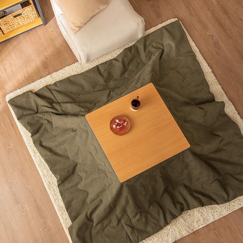 こたつ 布団 正方形 薄掛け 190×190cm デニム 撥水加工 無地 無地 ポリエステル 綿 コットン 暖房器具 北欧 おしゃれ インテリア シンプル 西海岸風 91571 | 東谷 | 05