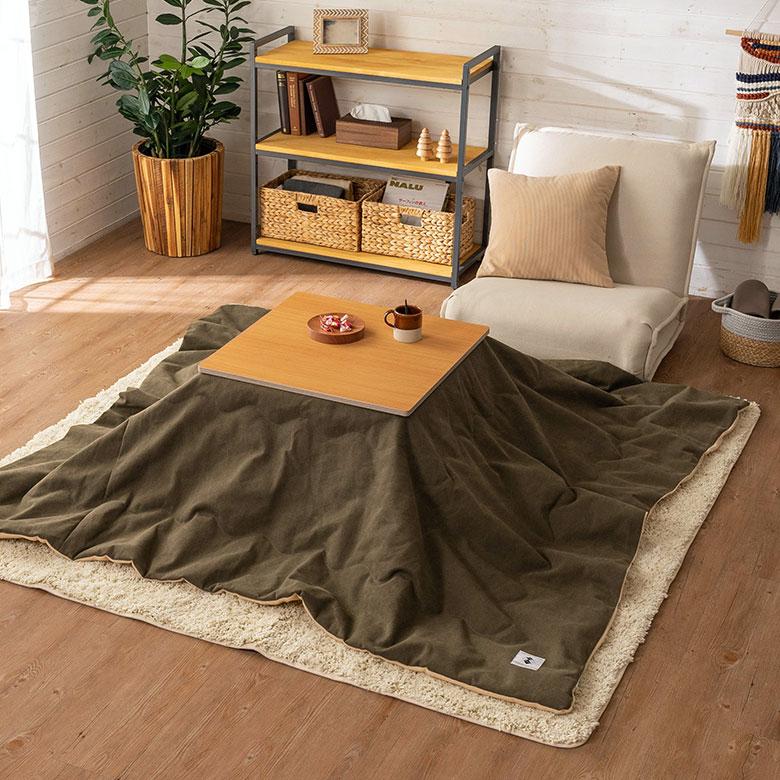 こたつ 布団 正方形 薄掛け 190×190cm デニム 撥水加工 無地 無地 ポリエステル 綿 コットン 暖房器具 北欧 おしゃれ インテリア シンプル 西海岸風 91571 | 東谷 | 08