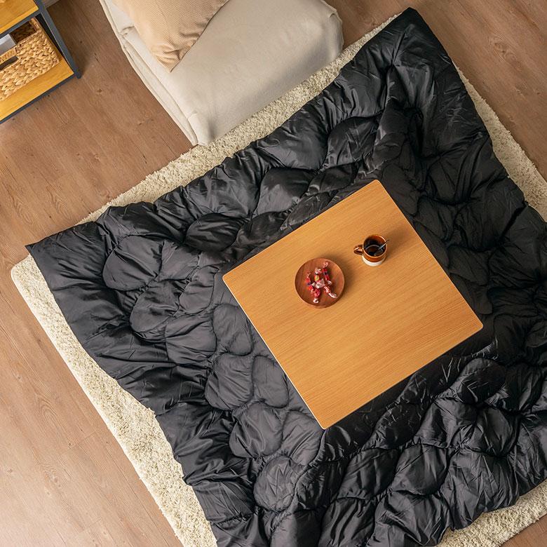 こたつ 布団 正方形 190×190cm 撥水加工 無地 リバーシブル 収納袋付 洗濯可 キルティング ブランケット 掛け 暖房 インテリア おしゃれ 北欧 西海岸風 91573 | 東谷 | 04