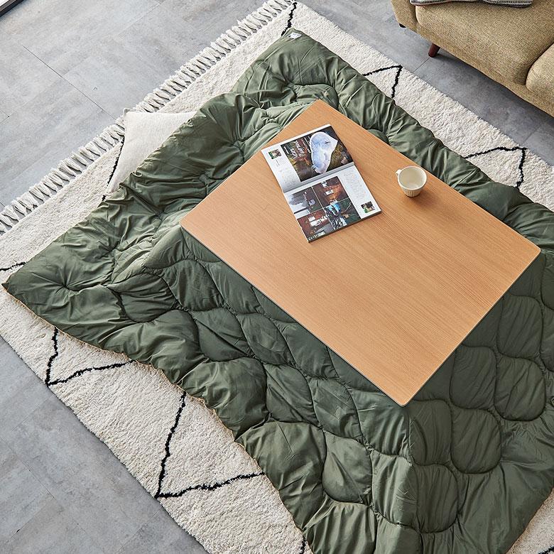 こたつ 布団 長方形 190×230cm 撥水加工 無地 リバーシブル 収納袋付 洗濯可 キルティング ブランケット 掛け 暖房 インテリア おしゃれ 北欧 西海岸風 91574 | 東谷 | 04