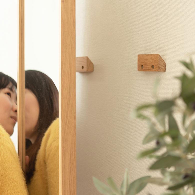 スタンド ミラー 壁掛け 鏡 オーク材 ナチュラル 約 W 43cm D 45cm H 158cm 姿見 全身 ウォール 飛散防止 おしゃれ 北欧 インテリア シンプル 西海岸風 91578 | 東谷 | 16