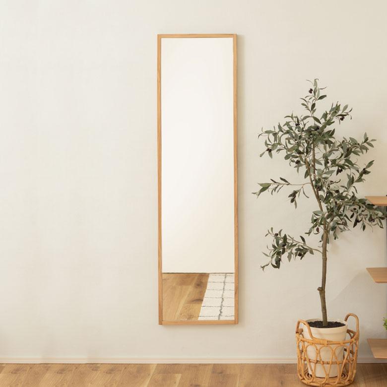 スタンド ミラー 壁掛け 鏡 オーク材 ナチュラル 約 W 43cm D 45cm H 158cm 姿見 全身 ウォール 飛散防止 おしゃれ 北欧 インテリア シンプル 西海岸風 91578 | 東谷 | 17