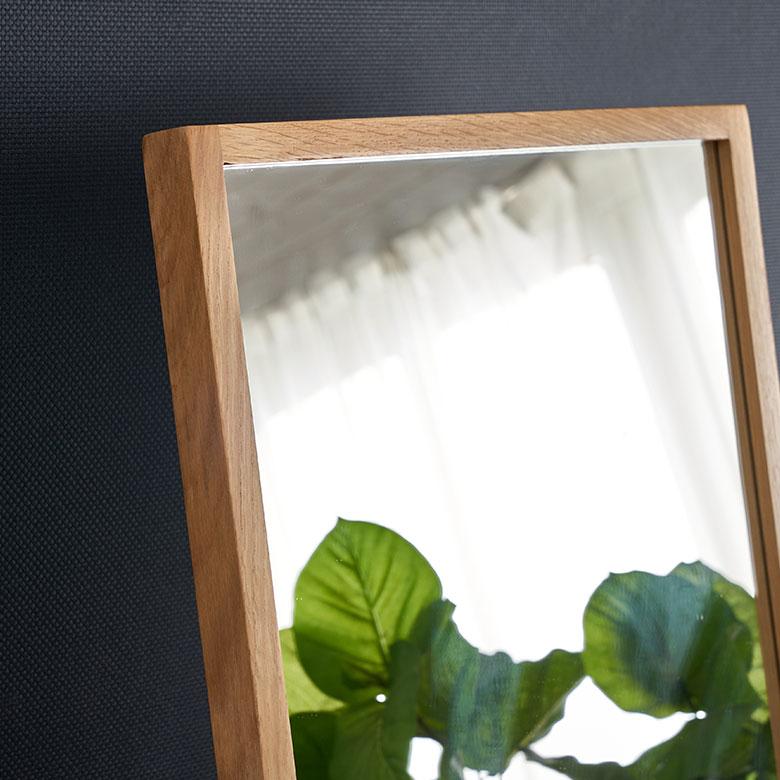 スタンド ミラー 壁掛け 鏡 オーク材 ナチュラル 約 W 43cm D 45cm H 158cm 姿見 全身 ウォール 飛散防止 おしゃれ 北欧 インテリア シンプル 西海岸風 91578 | 東谷 | 03