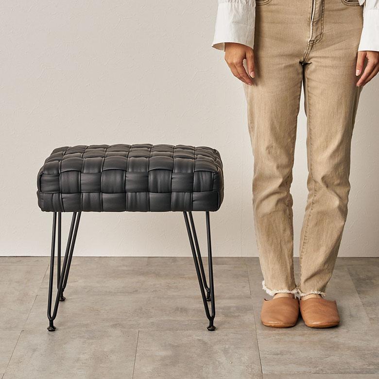 スツール ソフトレザー 椅子 イス 座面高 48cm オットマン 家具 インテリア チェア 1人 掛け 1P コンパクト 腰掛け リゾート おしゃれ 北欧 西海岸風 91579 | 東谷 | 13