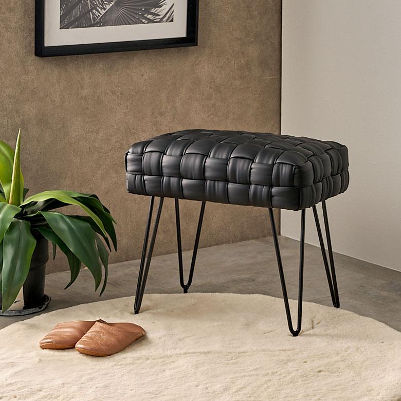 東谷 スツール ソフトレザー 椅子 イス 座面高 48cm オットマン 家具