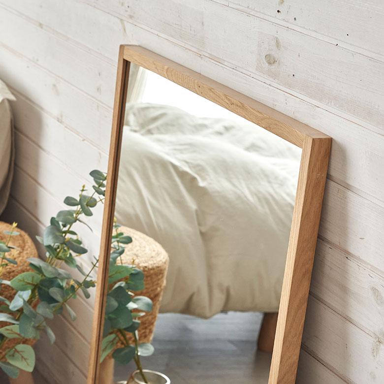 鏡 壁掛け ミラー 長方形 オーク材 ナチュラル 約 W 58cm D 3cm H 88cm ウォール 飛散防止 デコレーション おしゃれ 北欧 インテリア シンプル 西海岸風 91581 | 東谷 | 12