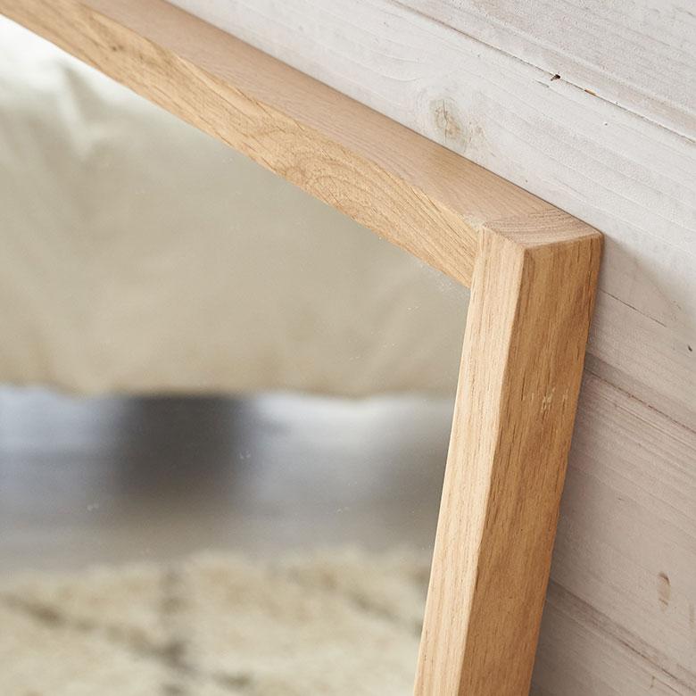 鏡 壁掛け ミラー 長方形 オーク材 ナチュラル 約 W 58cm D 3cm H 88cm ウォール 飛散防止 デコレーション おしゃれ 北欧 インテリア シンプル 西海岸風 91581 | 東谷 | 15