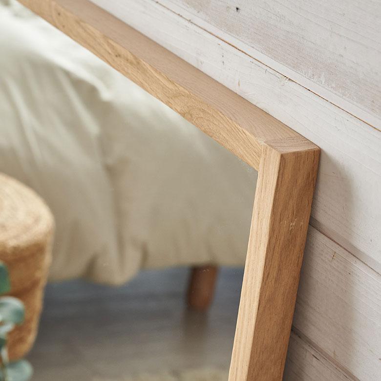 鏡 壁掛け ミラー 長方形 オーク材 ナチュラル 約 W 58cm D 3cm H 88cm ウォール 飛散防止 デコレーション おしゃれ 北欧 インテリア シンプル 西海岸風 91581 | 東谷 | 04