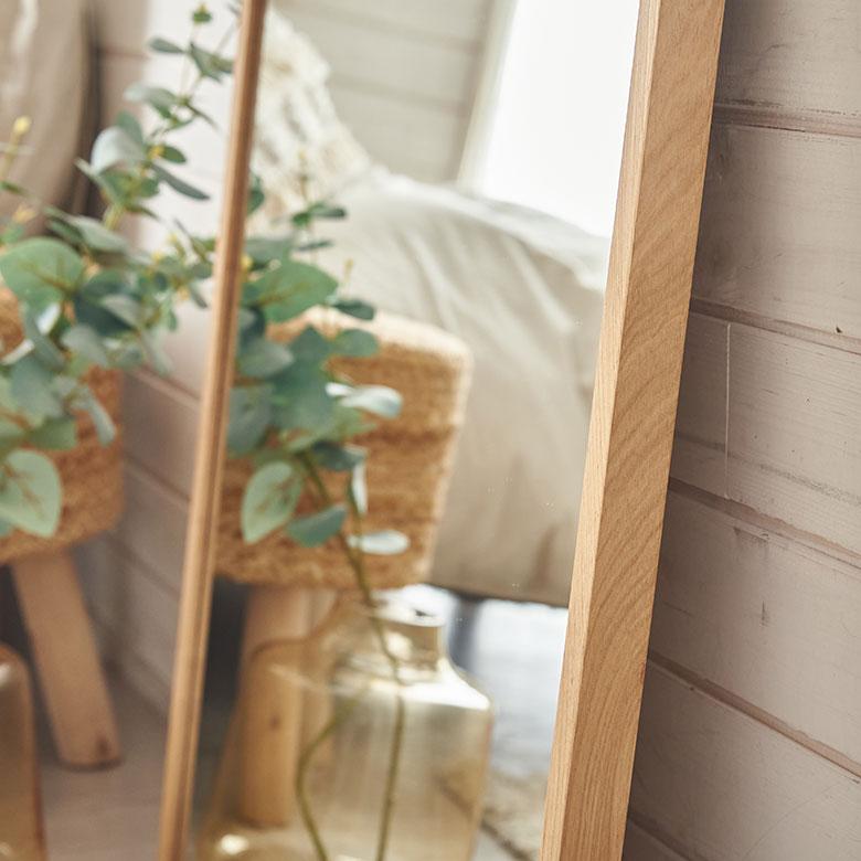 鏡 壁掛け ミラー 長方形 オーク材 ナチュラル 約 W 58cm D 3cm H 88cm ウォール 飛散防止 デコレーション おしゃれ 北欧 インテリア シンプル 西海岸風 91581 | 東谷 | 10