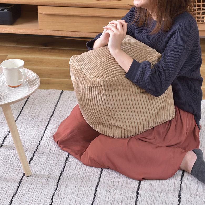 ビーズ クッション キューブ 座椅子 プフ オットマン スツール コーデュロイ ミニ 抱き 1 一 人用 スクエア 四角 家具 インテリア おしゃれ 北欧 西海岸風 91583 | 東谷 | 14