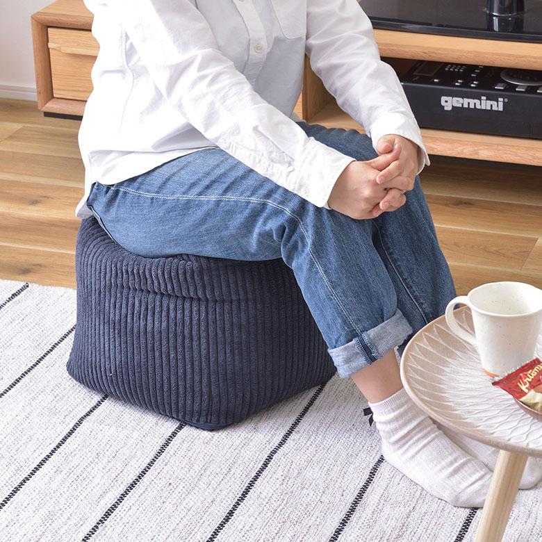 ビーズ クッション キューブ 座椅子 プフ オットマン スツール コーデュロイ ミニ 抱き 1 一 人用 スクエア 四角 家具 インテリア おしゃれ 北欧 西海岸風 91583 | 東谷 | 16