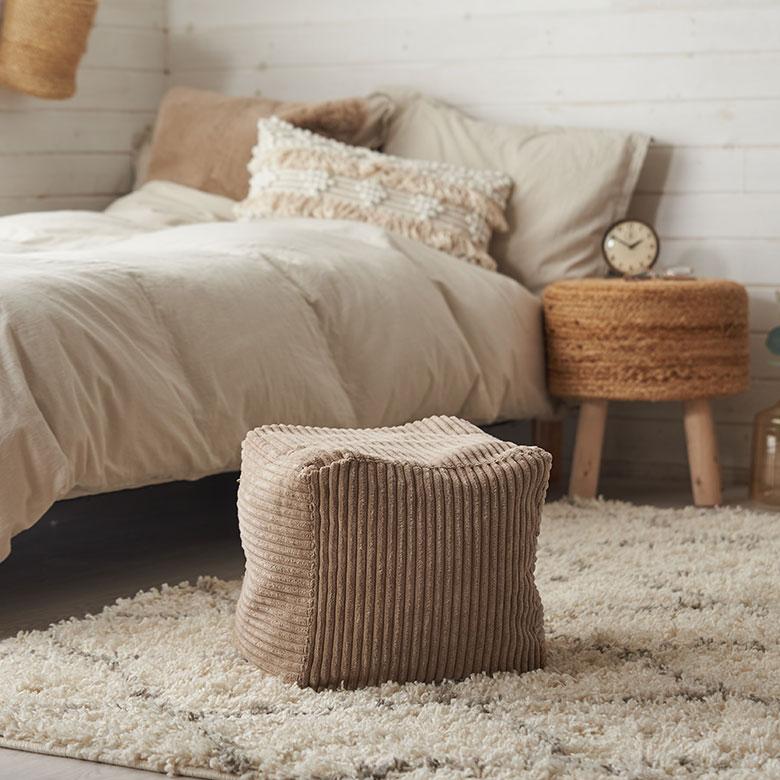 ビーズ クッション キューブ 座椅子 プフ オットマン スツール コーデュロイ ミニ 抱き 1 一 人用 スクエア 四角 家具 インテリア おしゃれ 北欧 西海岸風 91583 | 東谷 | 08