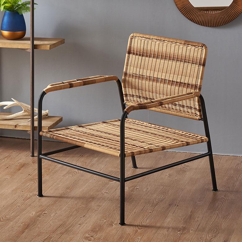 チェア パーソナル リビング ラタン風 ベージュ 座面高 30cm シンプル 家具 インテリア アーム 1人 掛け 1P 用 リゾート おしゃれ 北欧 西海岸風 91585 | 東谷 | 12