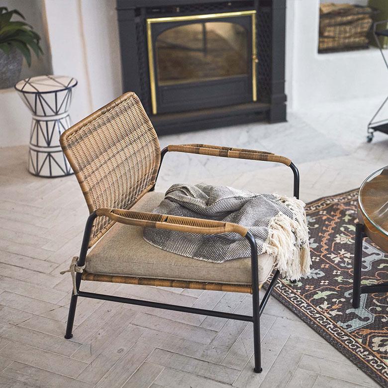 チェア パーソナル リビング ラタン風 ベージュ 座面高 30cm シンプル 家具 インテリア アーム 1人 掛け 1P 用 リゾート おしゃれ 北欧 西海岸風 91585 | 東谷 | 13