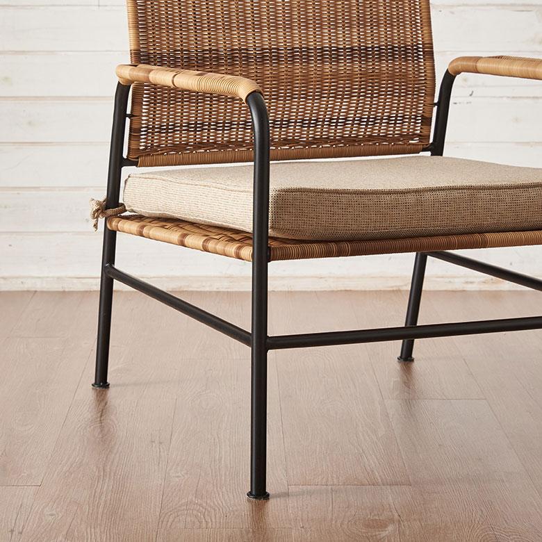 チェア パーソナル リビング ラタン風 ベージュ 座面高 30cm シンプル 家具 インテリア アーム 1人 掛け 1P 用 リゾート おしゃれ 北欧 西海岸風 91585 | 東谷 | 18