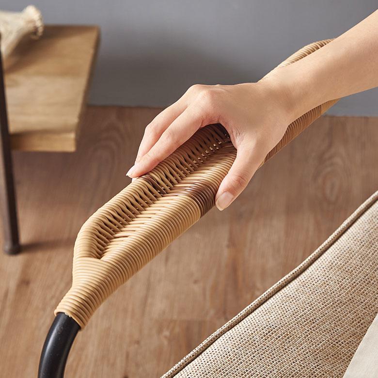 チェア パーソナル リビング ラタン風 ベージュ 座面高 30cm シンプル 家具 インテリア アーム 1人 掛け 1P 用 リゾート おしゃれ 北欧 西海岸風 91585 | 東谷 | 05