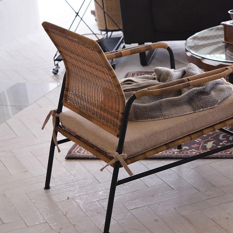 チェア パーソナル リビング ラタン風 ベージュ 座面高 30cm シンプル 家具 インテリア アーム 1人 掛け 1P 用 リゾート おしゃれ 北欧 西海岸風 91585 | 東谷 | 06