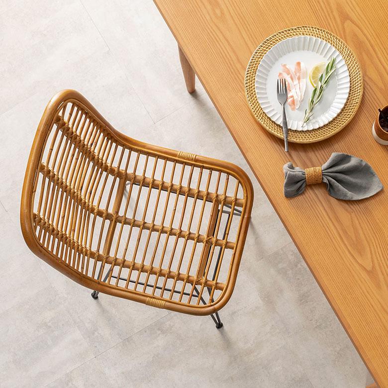 チェア ラタン ダイニング 単品 リビング 籐 ベージュ 座面高 42cm 家具 インテリア 食卓 椅子 1人 掛け 1P 用 リゾート おしゃれ 北欧 西海岸風 91589 | 東谷 | 06
