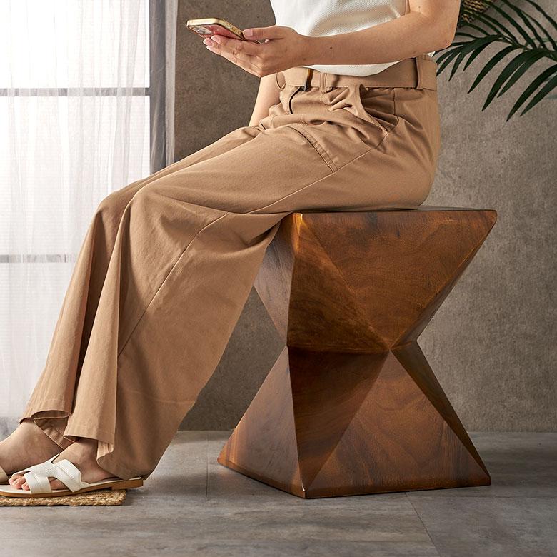 スツール サイド テーブル 椅子 イス ウッド 天然木 木製 座面高 42cm オットマン 家具 インテリア チェア 1人 掛け 1P 腰掛け おしゃれ 北欧 西海岸風 91590 | 東谷 | 03