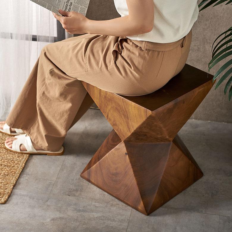 スツール サイド テーブル 椅子 イス ウッド 天然木 木製 座面高 42cm オットマン 家具 インテリア チェア 1人 掛け 1P 腰掛け おしゃれ 北欧 西海岸風 91590 | 東谷 | 07