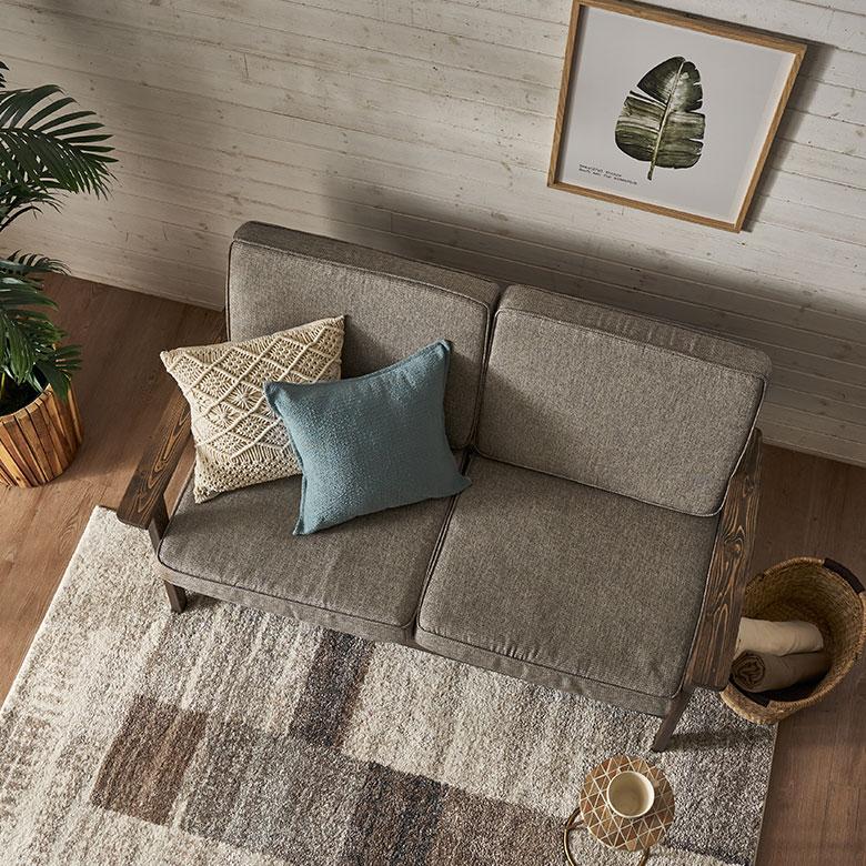 ソファ 2人 掛け 二人 2P 天然木 ウッド 木製 約 W 141cm D 75cm H 78cm ひじ掛け ファブリック リビング 北欧 おしゃれ 家具 インテリア 西海岸 91591 | 東谷 | 10