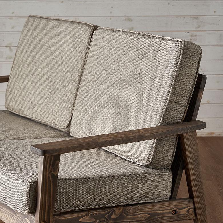 ソファ 2人 掛け 二人 2P 天然木 ウッド 木製 約 W 141cm D 75cm H 78cm ひじ掛け ファブリック リビング 北欧 おしゃれ 家具 インテリア 西海岸 91591 | 東谷 | 14