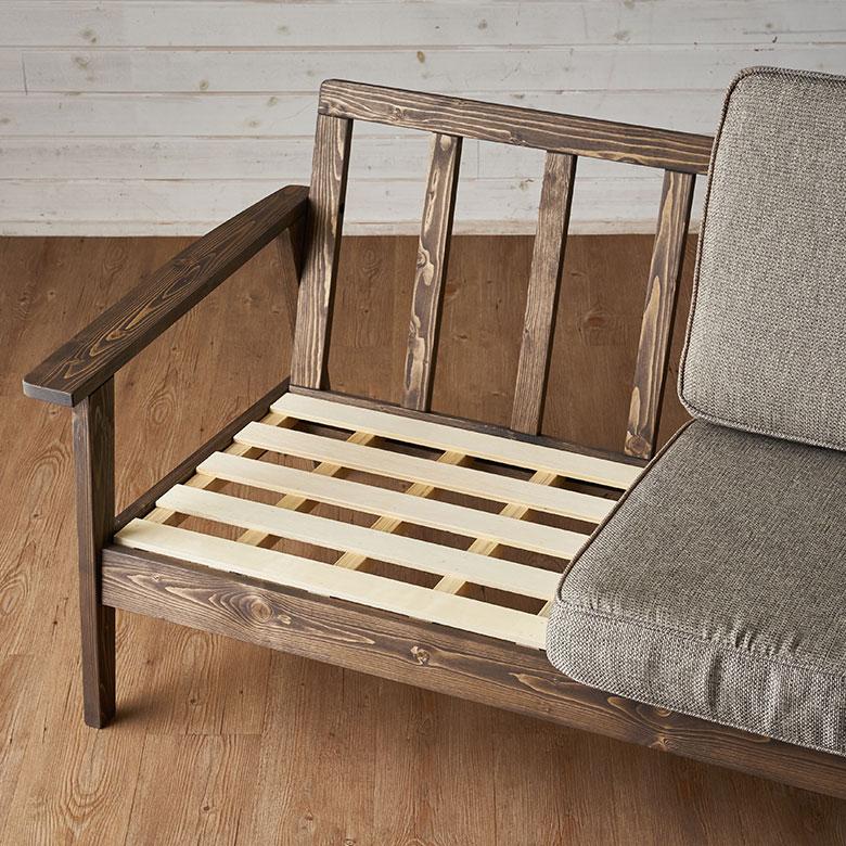 ソファ 2人 掛け 二人 2P 天然木 ウッド 木製 約 W 141cm D 75cm H 78cm ひじ掛け ファブリック リビング 北欧 おしゃれ 家具 インテリア 西海岸 91591 | 東谷 | 18