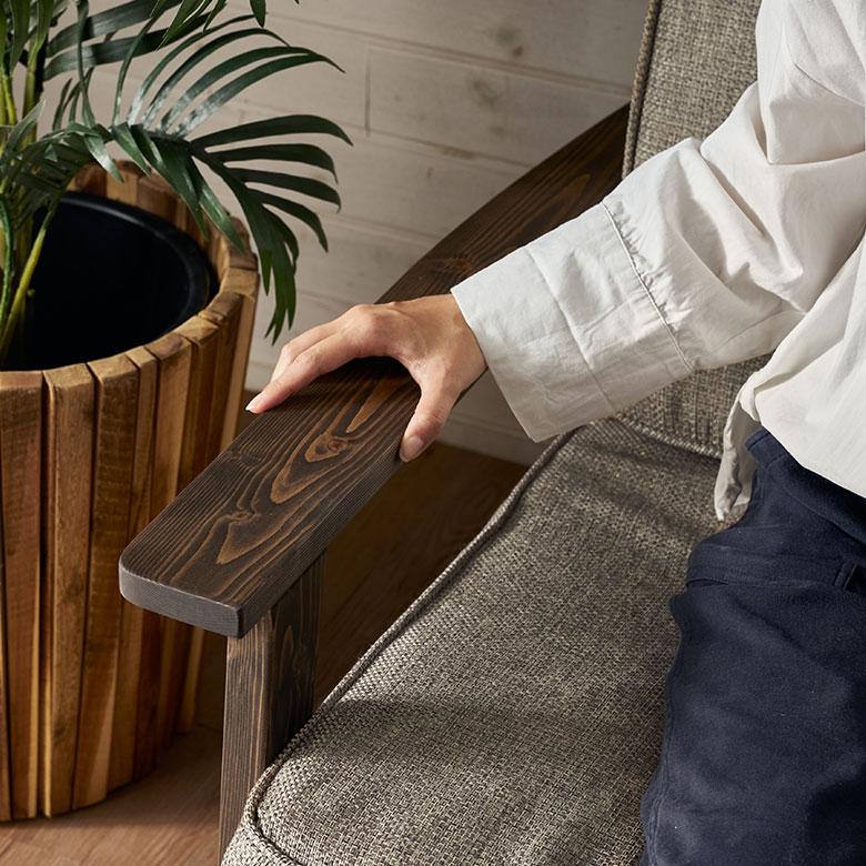 ソファ 2人 掛け 二人 2P 天然木 ウッド 木製 約 W 141cm D 75cm H 78cm ひじ掛け ファブリック リビング 北欧 おしゃれ 家具 インテリア 西海岸 91591 | 東谷 | 04