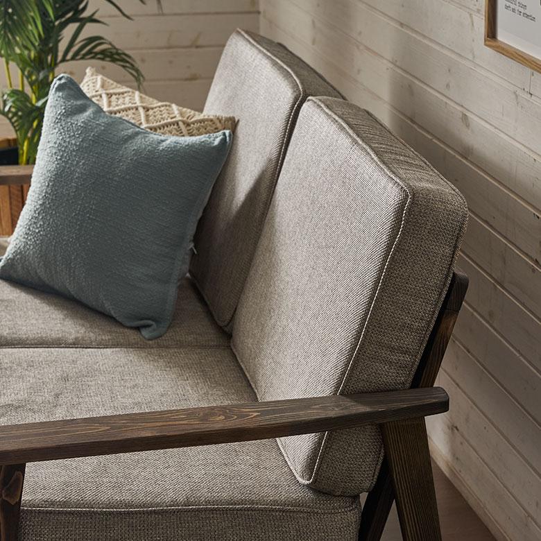 ソファ 2人 掛け 二人 2P 天然木 ウッド 木製 約 W 141cm D 75cm H 78cm ひじ掛け ファブリック リビング 北欧 おしゃれ 家具 インテリア 西海岸 91591 | 東谷 | 07