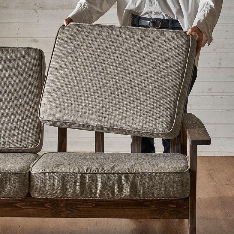 ソファ 2人 掛け 二人 2P 天然木 ウッド 木製 約 W 141cm D 75cm H 78cm ひじ掛け ファブリック リビング 北欧 おしゃれ 家具 インテリア 西海岸 91591 | 東谷 | 09