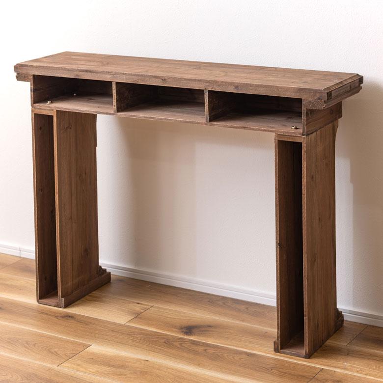 マントルピース 飾り棚 天然木 木製 杉 幅 100cm ディスプレイ コンソール 暖炉 装飾 収納 棚 アンティーク調 インテリア 家具 おしゃれ 北欧 西海岸風 91592 | 東谷 | 19